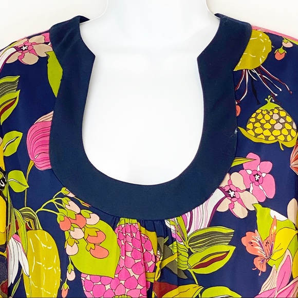 Trina Turk Silk Bonita Bell Sleeve Dress- Retro - Picture 5 of 13